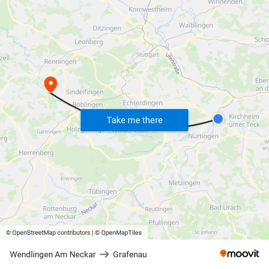 Wendlingen Am Neckar to Grafenau map