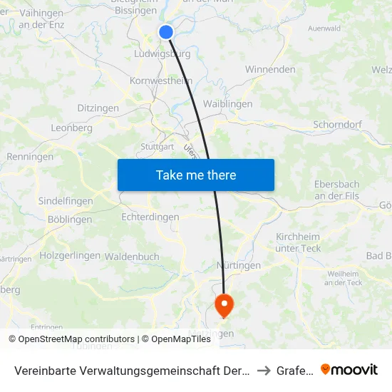 Vereinbarte Verwaltungsgemeinschaft Der Stadt Freiberg am Neckar to Grafenberg map