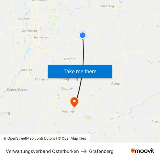 Verwaltungsverband Osterburken to Grafenberg map