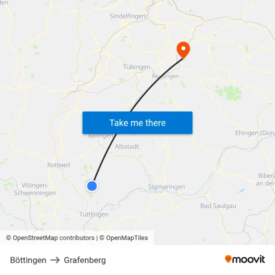 Böttingen to Grafenberg map