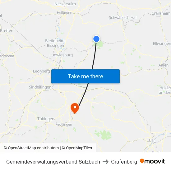 Gemeindeverwaltungsverband Sulzbach to Grafenberg map