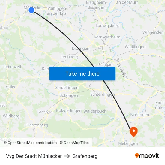 Vvg Der Stadt Mühlacker to Grafenberg map
