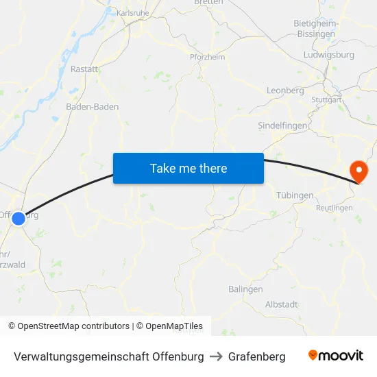 Verwaltungsgemeinschaft Offenburg to Grafenberg map