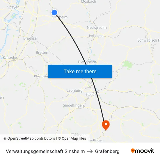 Verwaltungsgemeinschaft Sinsheim to Grafenberg map