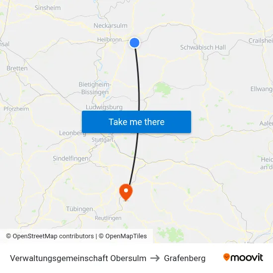 Verwaltungsgemeinschaft Obersulm to Grafenberg map
