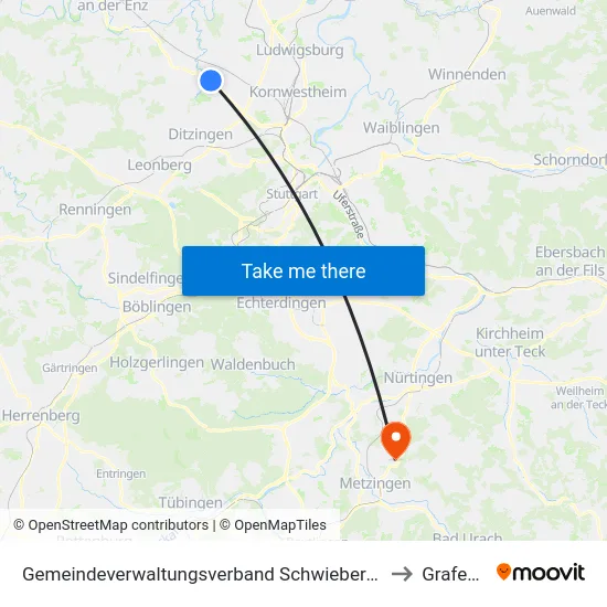 Gemeindeverwaltungsverband Schwieberdingen-Hemmingen to Grafenberg map