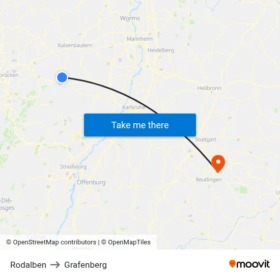 Rodalben to Grafenberg map