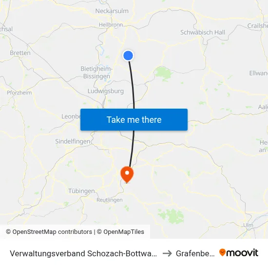 Verwaltungsverband Schozach-Bottwartal to Grafenberg map