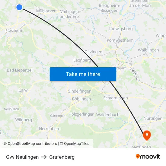 Gvv Neulingen to Grafenberg map