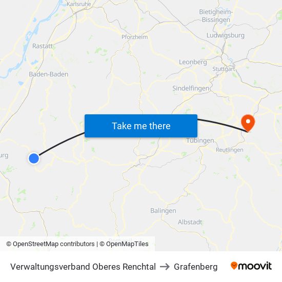 Verwaltungsverband Oberes Renchtal to Grafenberg map