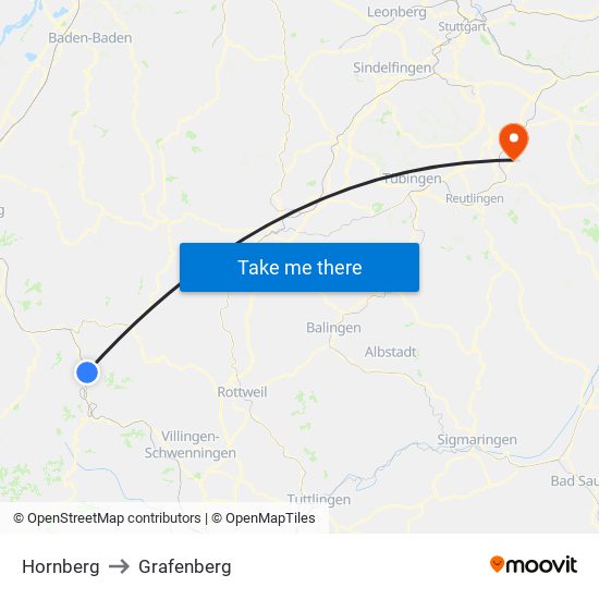 Hornberg to Grafenberg map
