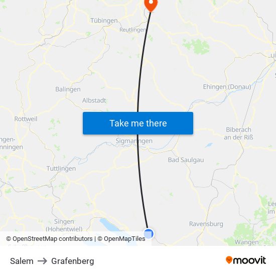 Salem to Grafenberg map