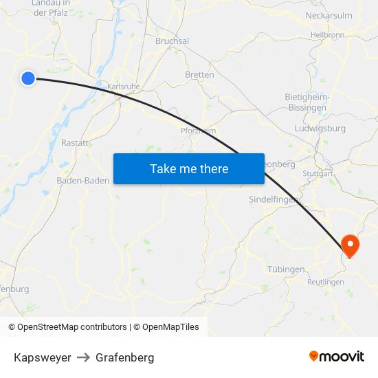 Kapsweyer to Grafenberg map