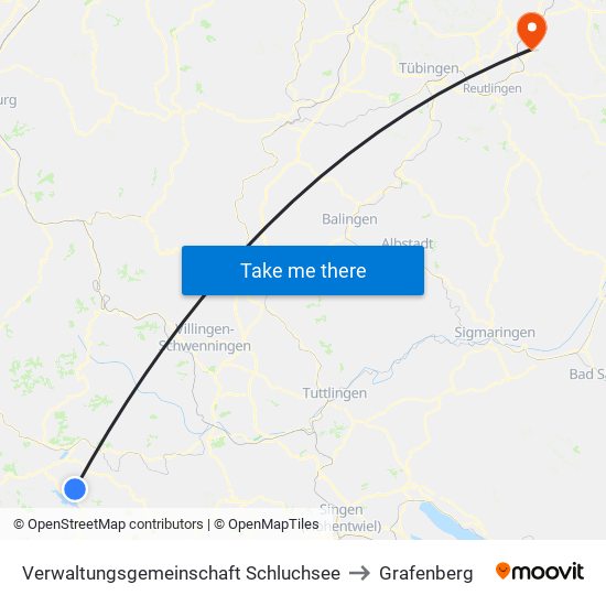 Verwaltungsgemeinschaft Schluchsee to Grafenberg map