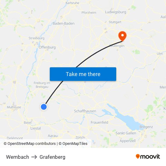 Wembach to Grafenberg map
