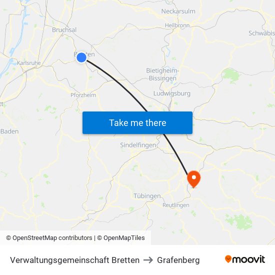 Verwaltungsgemeinschaft Bretten to Grafenberg map