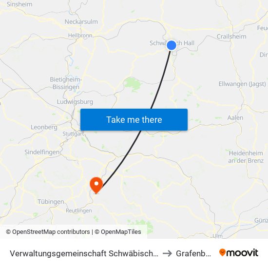 Verwaltungsgemeinschaft Schwäbisch Hall to Grafenberg map