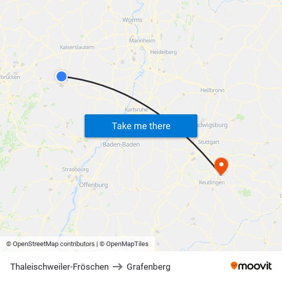 Thaleischweiler-Fröschen to Grafenberg map