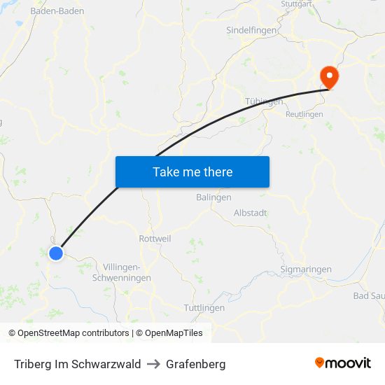 Triberg Im Schwarzwald to Grafenberg map