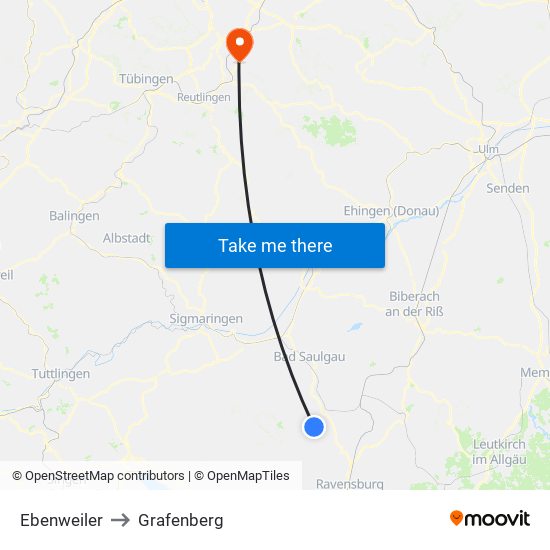 Ebenweiler to Grafenberg map