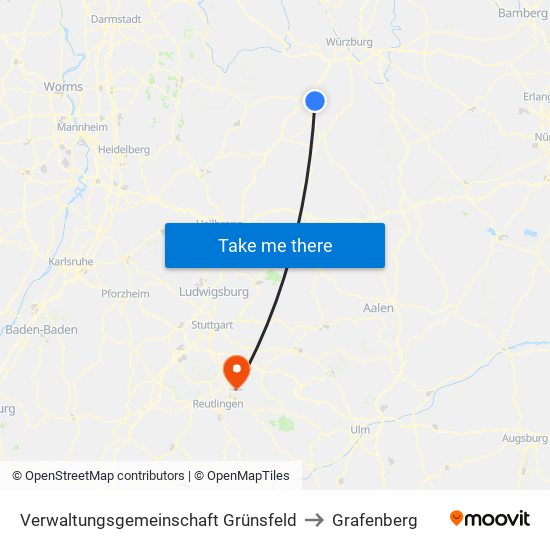 Verwaltungsgemeinschaft Grünsfeld to Grafenberg map