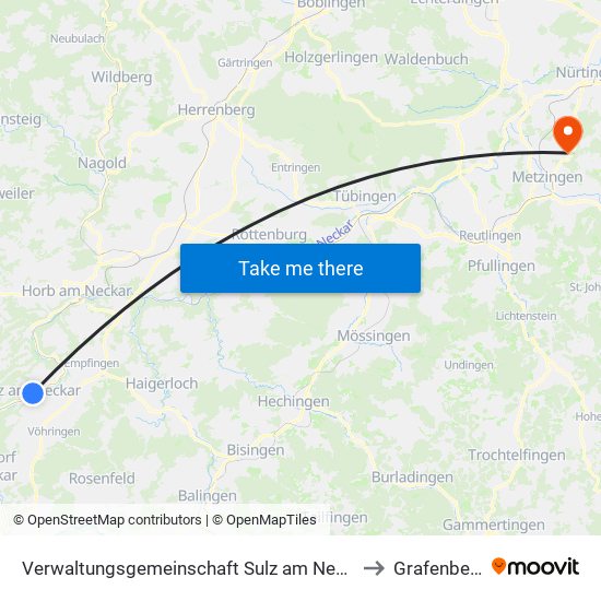 Verwaltungsgemeinschaft Sulz am Neckar to Grafenberg map