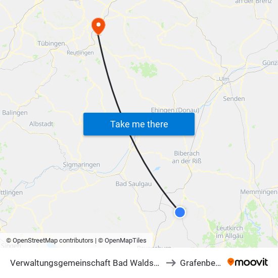 Verwaltungsgemeinschaft Bad Waldsee to Grafenberg map