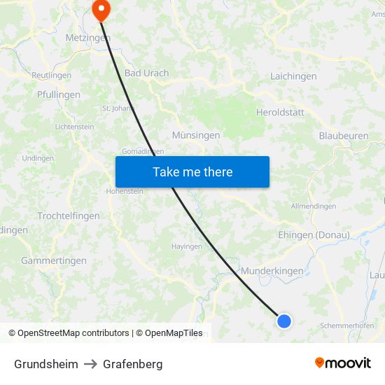 Grundsheim to Grafenberg map