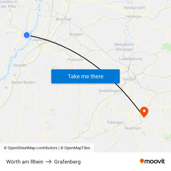 Wörth am Rhein to Grafenberg map