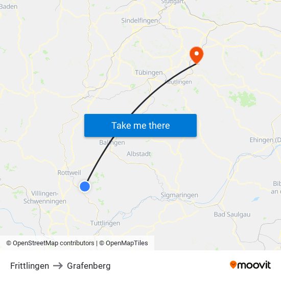 Frittlingen to Grafenberg map