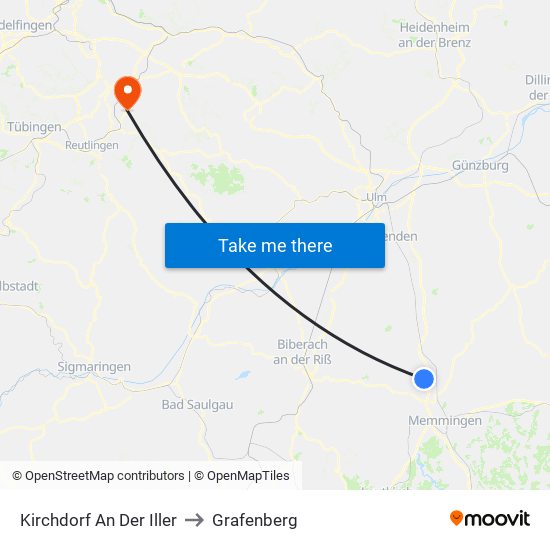 Kirchdorf An Der Iller to Grafenberg map