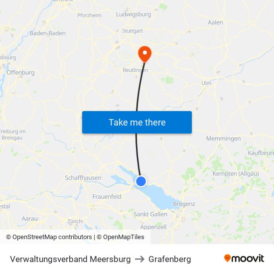 Verwaltungsverband Meersburg to Grafenberg map