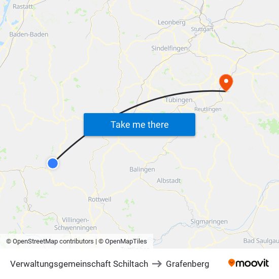 Verwaltungsgemeinschaft Schiltach to Grafenberg map