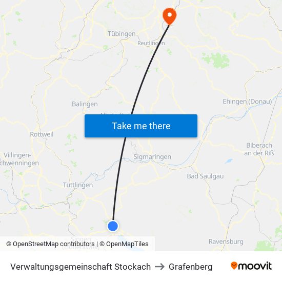 Verwaltungsgemeinschaft Stockach to Grafenberg map