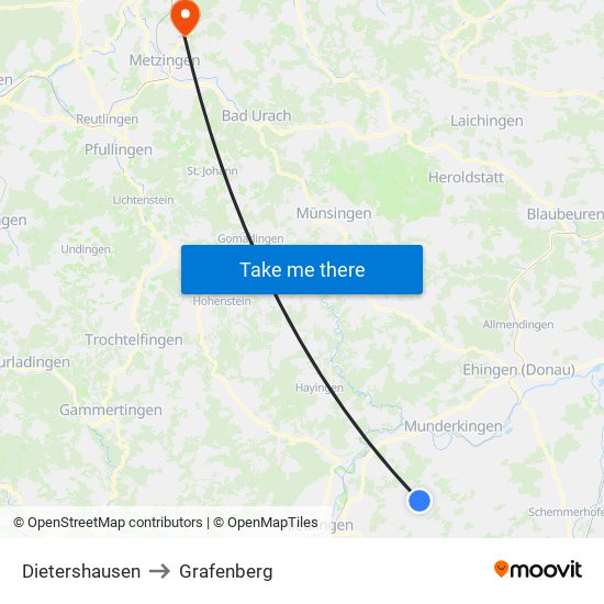 Dietershausen to Grafenberg map