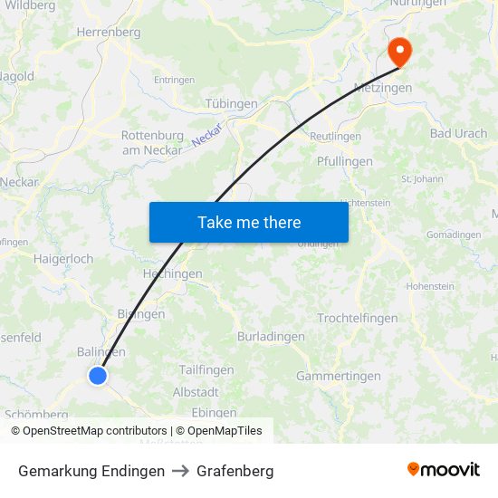 Gemarkung Endingen to Grafenberg map