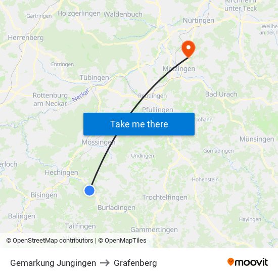 Gemarkung Jungingen to Grafenberg map