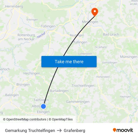 Gemarkung Truchtelfingen to Grafenberg map