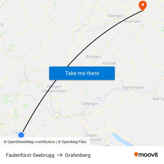 Faulenfürst-Seebrugg to Grafenberg map