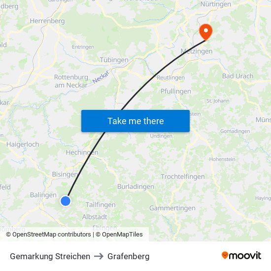 Gemarkung Streichen to Grafenberg map