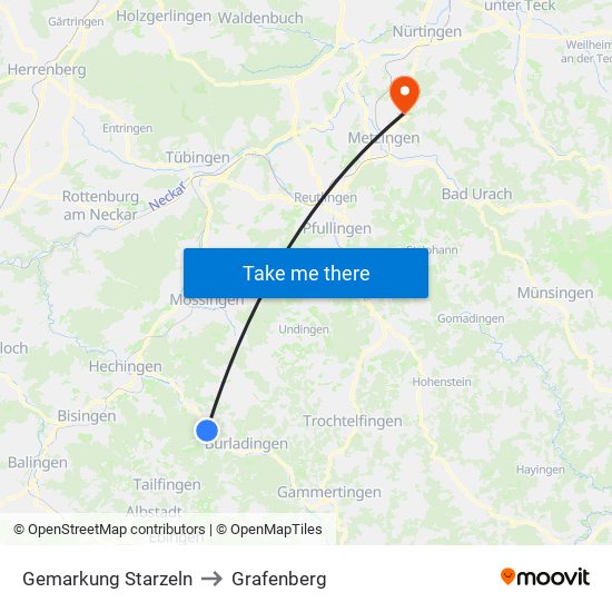 Gemarkung Starzeln to Grafenberg map