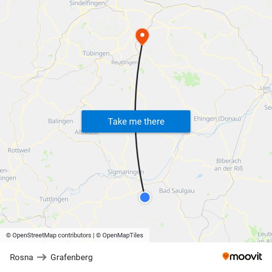 Rosna to Grafenberg map