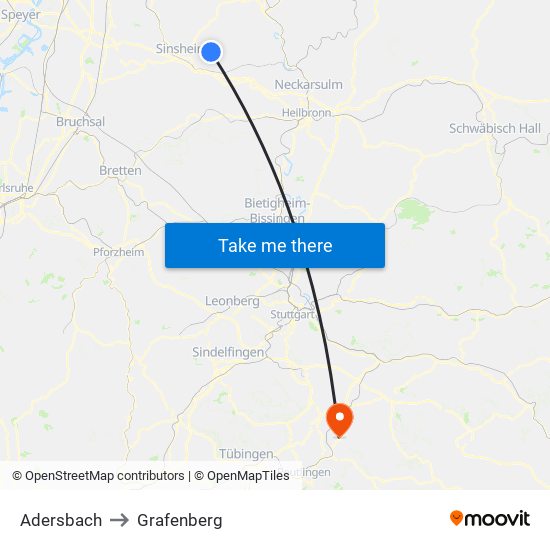 Adersbach to Grafenberg map