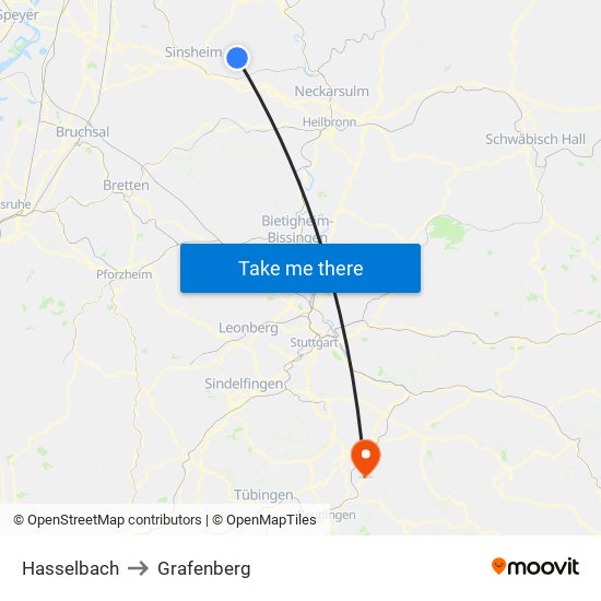 Hasselbach to Grafenberg map