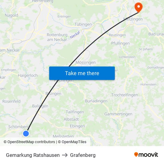 Gemarkung Ratshausen to Grafenberg map