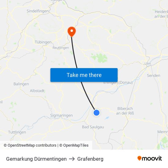 Gemarkung Dürmentingen to Grafenberg map