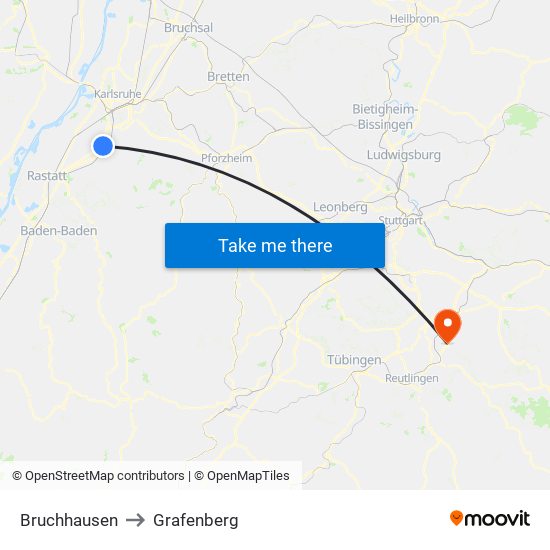 Bruchhausen to Grafenberg map