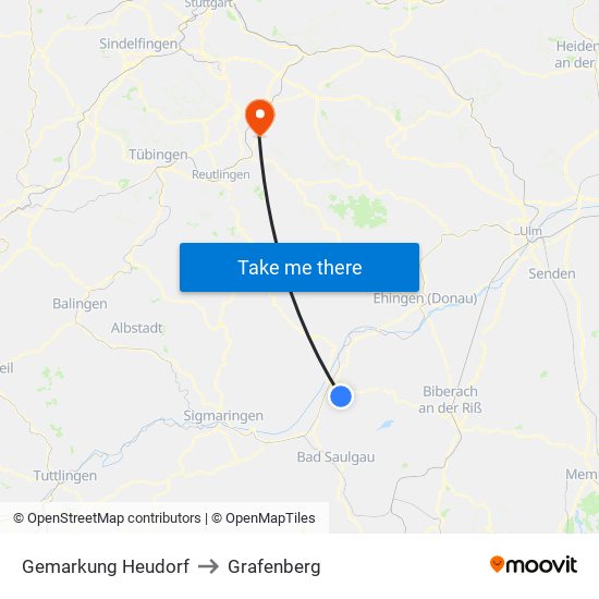 Gemarkung Heudorf to Grafenberg map