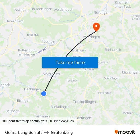 Gemarkung Schlatt to Grafenberg map