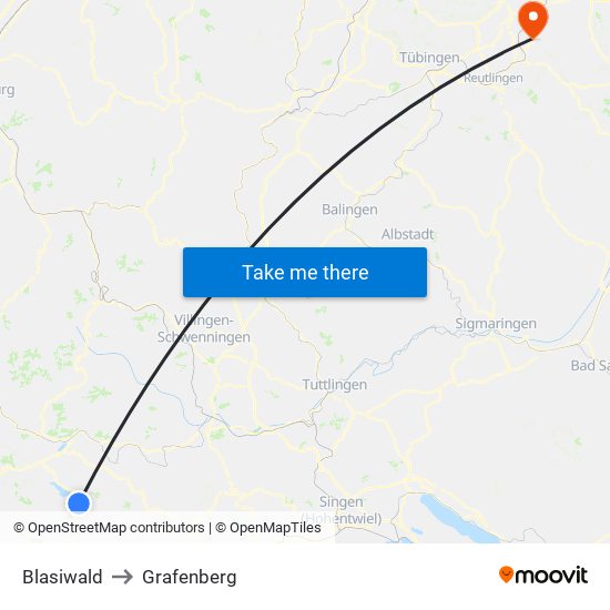 Blasiwald to Grafenberg map